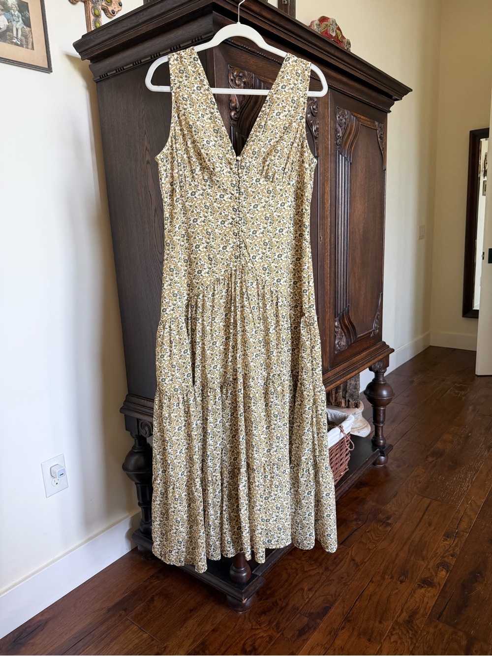 Anthropologie Mustard Floral Maxi Dress
